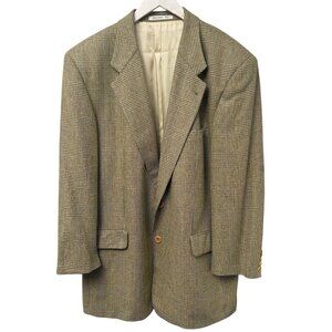 HUGO BOSS Corleone Blazer 44R Silk Wool Mens Sport Coat Yellow Black Check